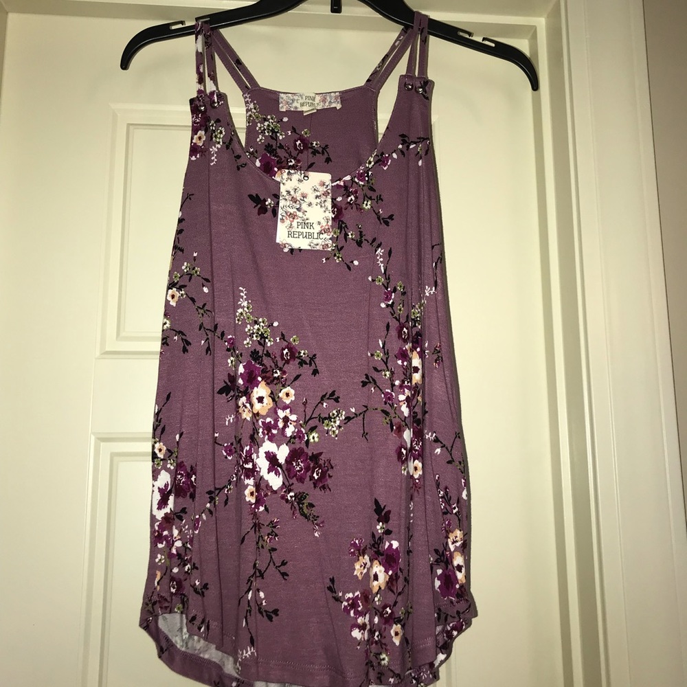 Purple floral tank top